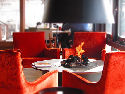 Close Up of Fire, bar, blur, burning, candle, chairs, charcoal HD wallpaper
