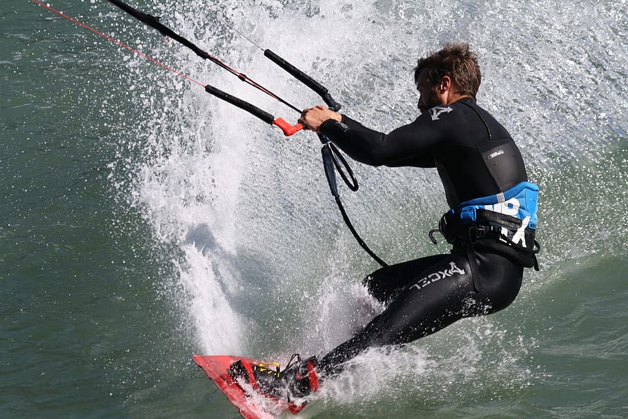 kite, surfing, action, wave, sport, water, man, adventure, motion HD wallpaper