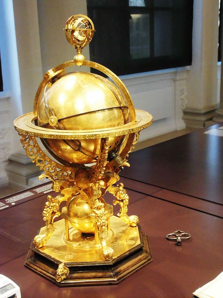 Compass, Gold, Globe, Physics, Museum, emperor, dresden, ddr HD wallpaper