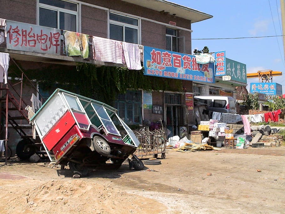 Repair, Dilapidated, Run Down, Building, old, vehicles, china HD wallpaper