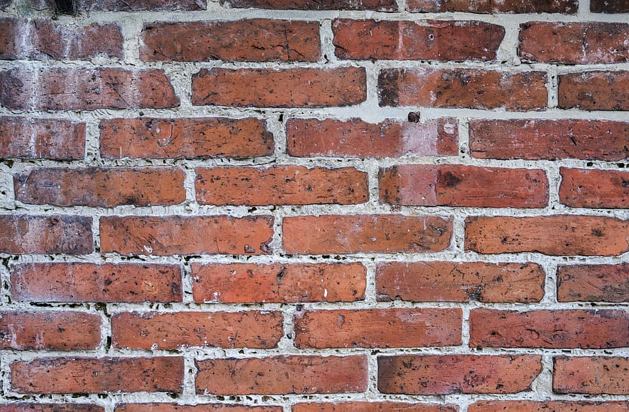 red concrete bricks wall, texture, old, pattern, surface, vintage HD wallpaper