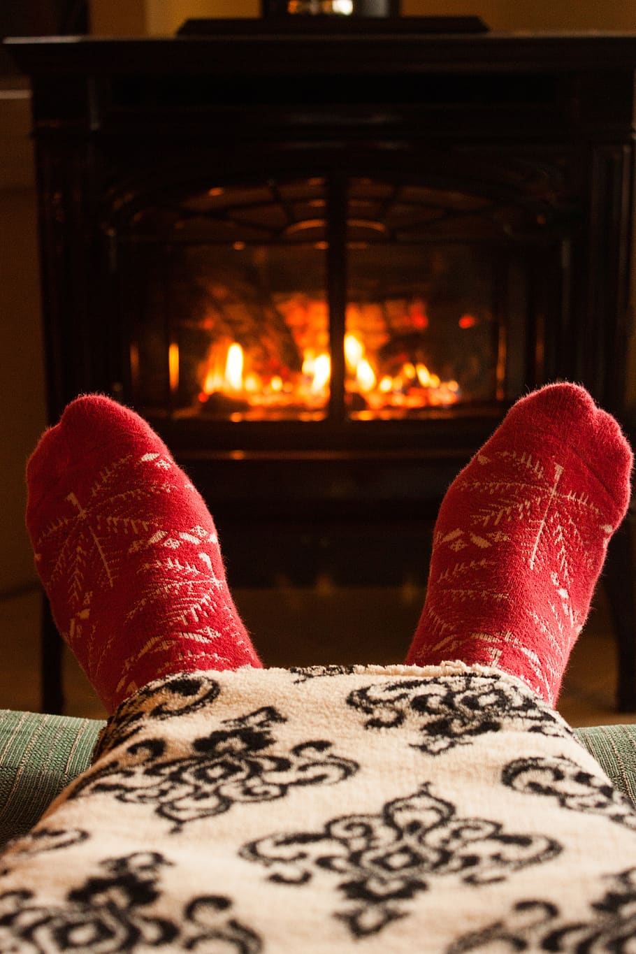 fireplace, sock, cozy, warm, warm clothes, christmas, winter