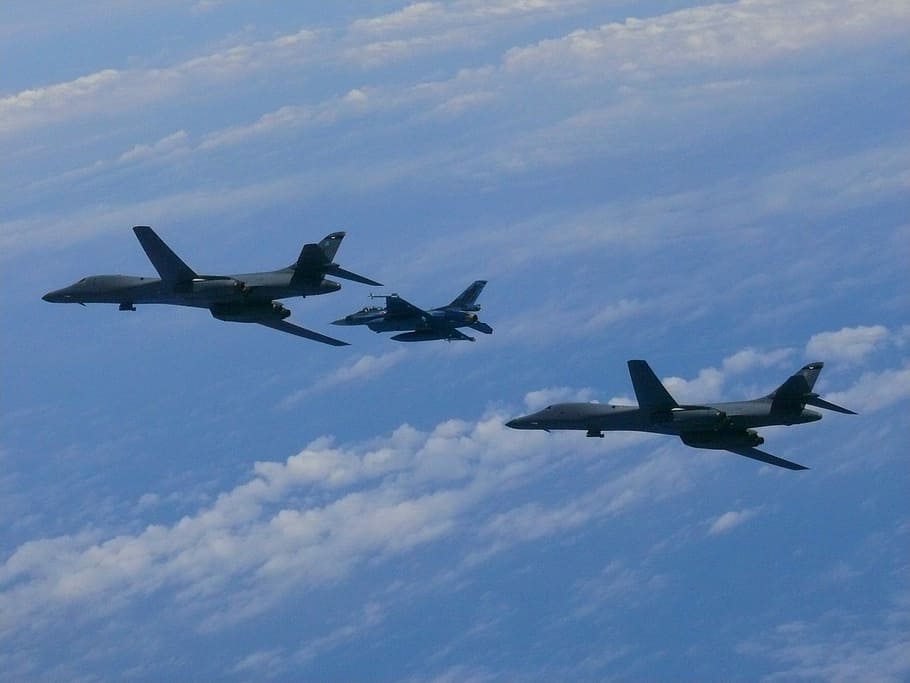 B-1B, Lancer, Bomber, South Korea, air force, flight, flying, HD wallpaper