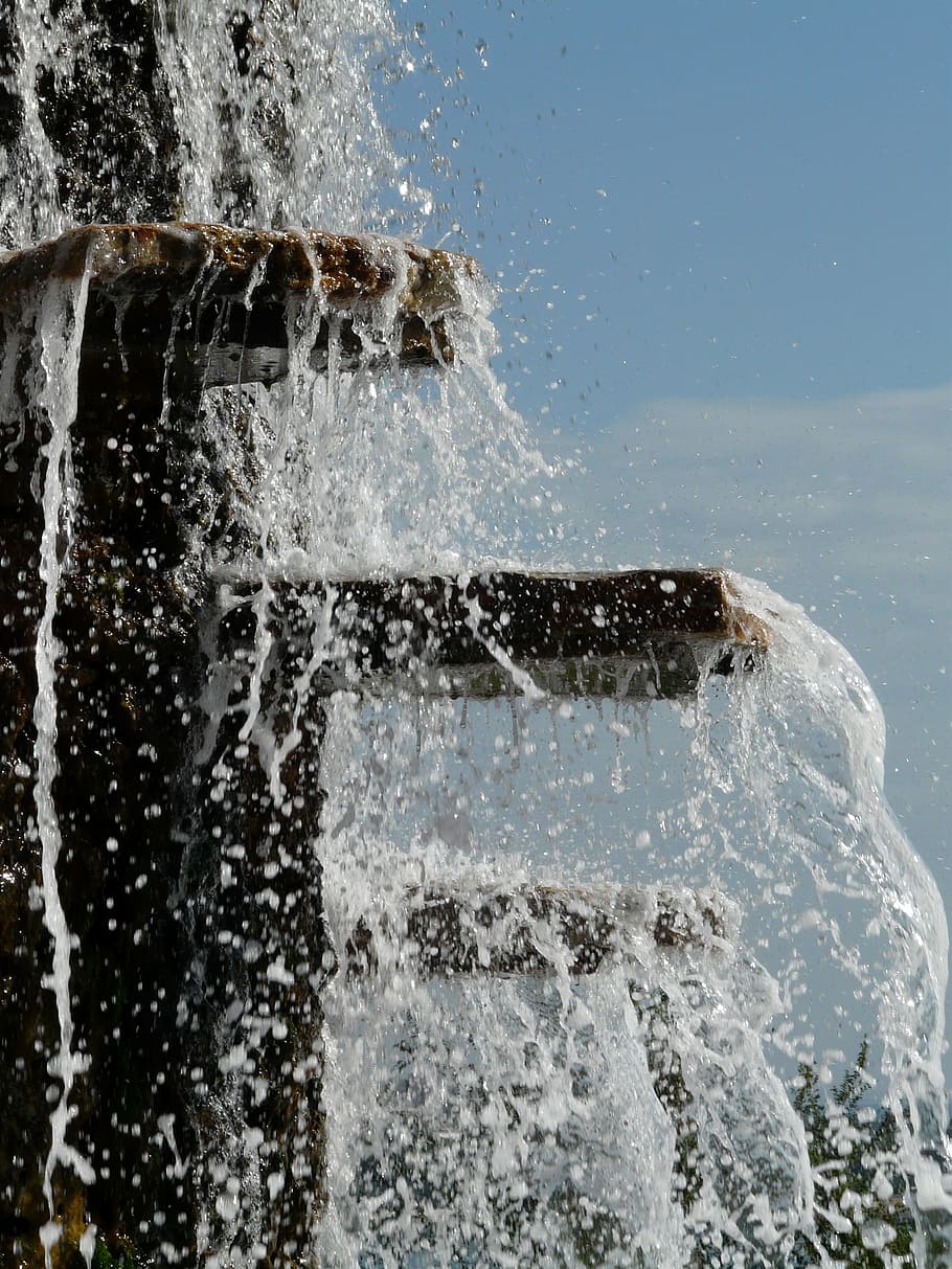 fountain, water feature, inject, foam, bubble, wet, white, splashing HD wallpaper