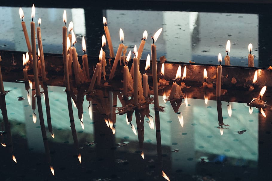 candles, light, lighting, glass, reflection, burning, fire HD wallpaper