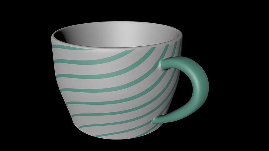 cup no light, 3d, cgi, black background, food and drink, mug HD wallpaper