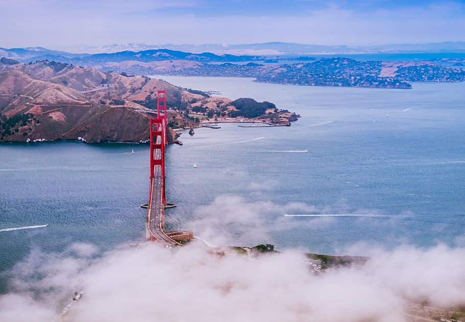 Golden Gate Bride, California, aerial view photography of Golden Gate Bridge, San Francisco HD wallpaper