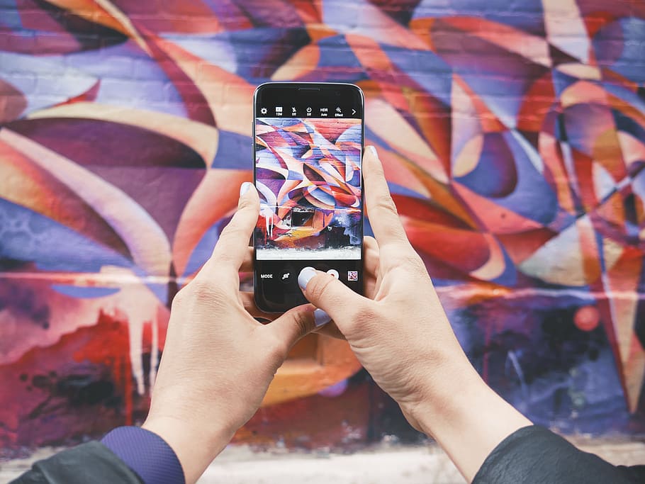 person holding Android smartphone taking photo, electronics HD wallpaper