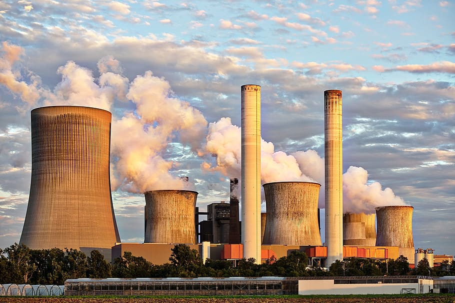 power plant during daytime, Industry, Chimney, industrial plant, HD wallpaper
