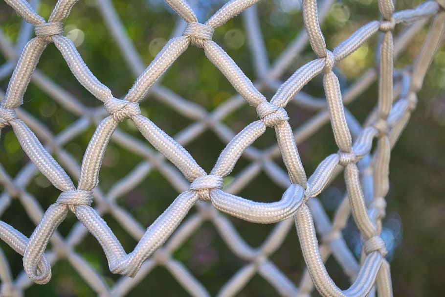 white basketball net, Knots, Rope, Goal, metal, protection, close-up, HD wallpaper