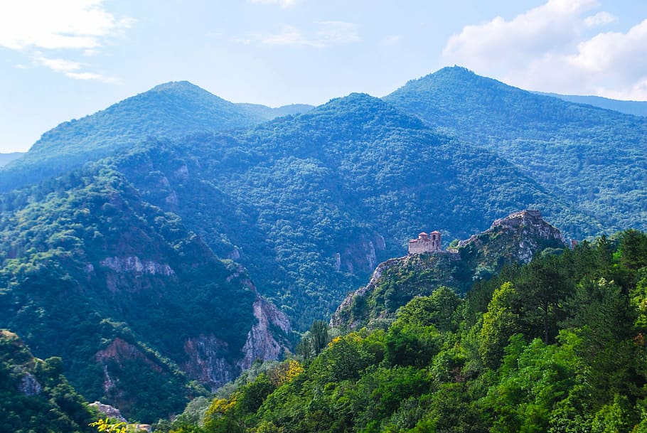 mountains, bulgaria, castle, hills, panorama, background, nature HD wallpaper
