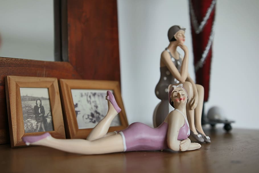 Bather, Retro, Figurine, Memory, Statue, decor, reflection HD wallpaper