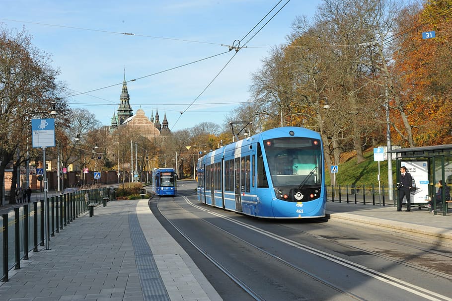 tram, binary, stop, train, transportation, mode of transportation HD wallpaper