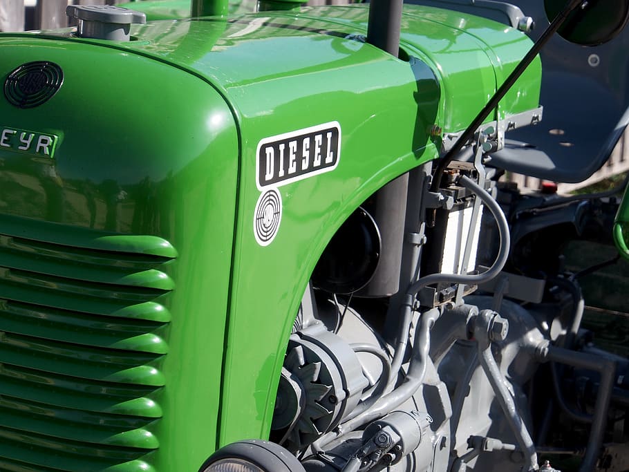 tractor, steyr, motor, diesel, diesel engine, green, green color