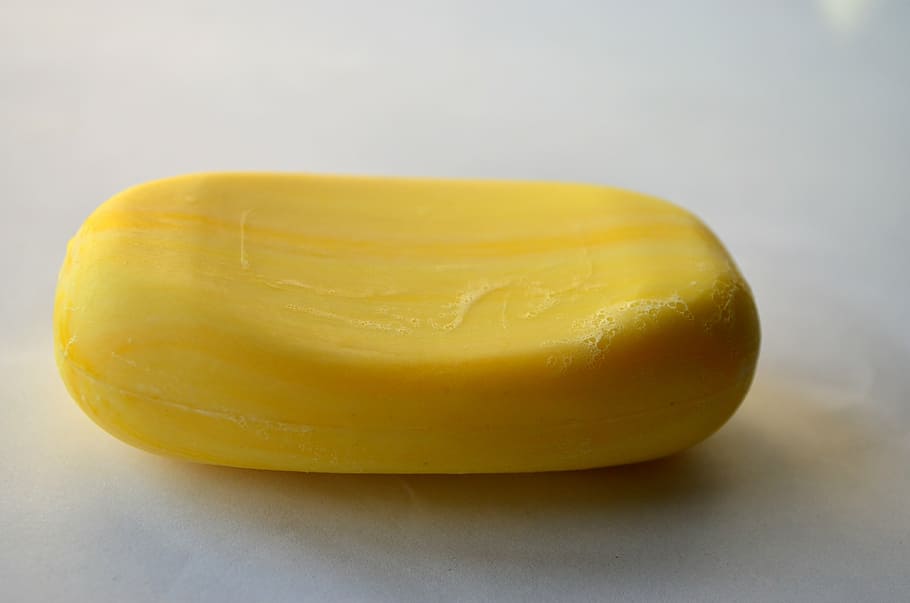 yellow soap on white surface, curd soap, bathing, cleaning HD wallpaper