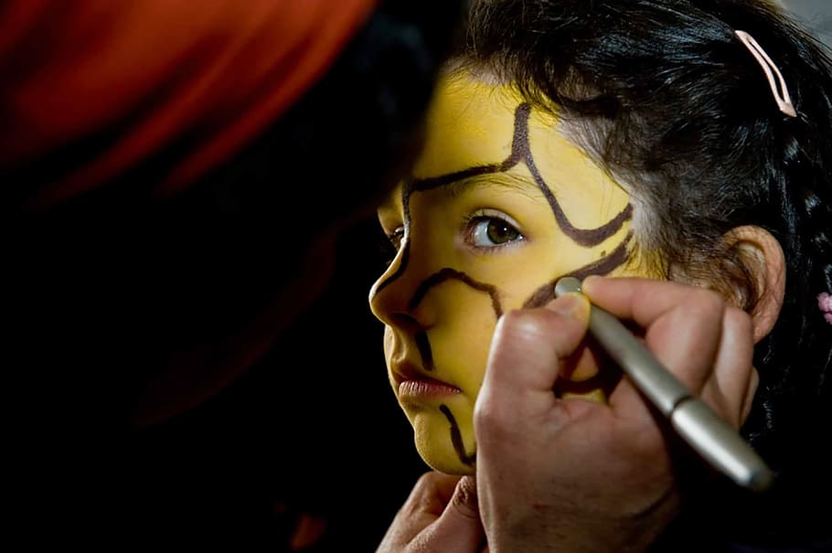 child, carnival, makeup, portrait, human body part, headshot HD wallpaper