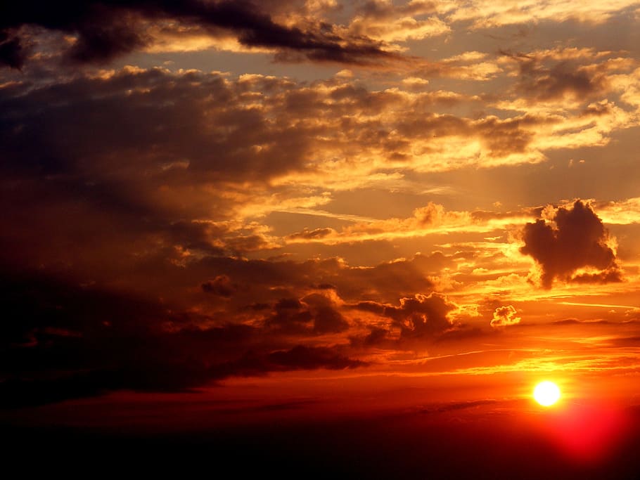 sunset, sky, cloud, twilight, red, nature, dusk, sunlight, cloud - Sky HD wallpaper