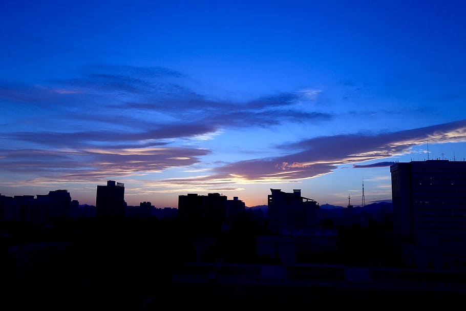 Beijing, Sunset, Blue, Sky, City, urban, evening, cloud - sky HD wallpaper