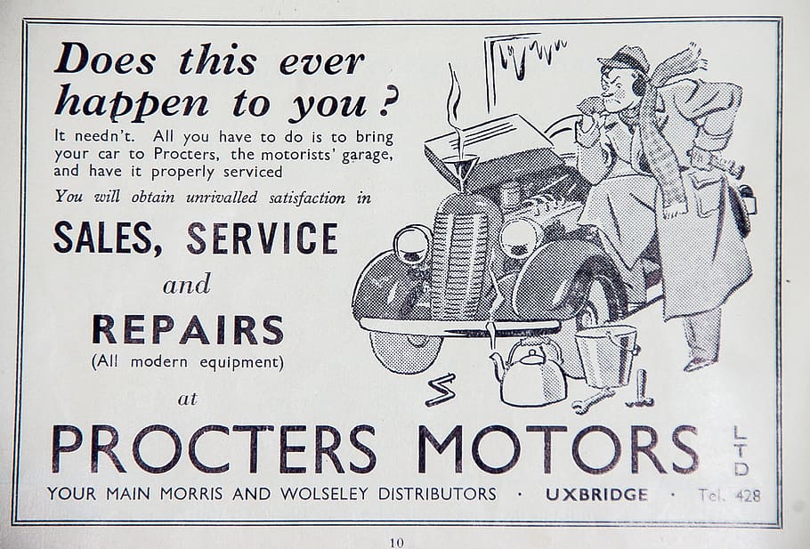 Advert, Car, Repair, Cartoon, Retro, historic, 1939, raf, england, HD wallpaper