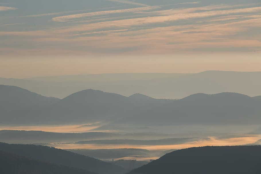 sunrise in dolly sods, mountain rage view under cloudy sky, landscape HD wallpaper