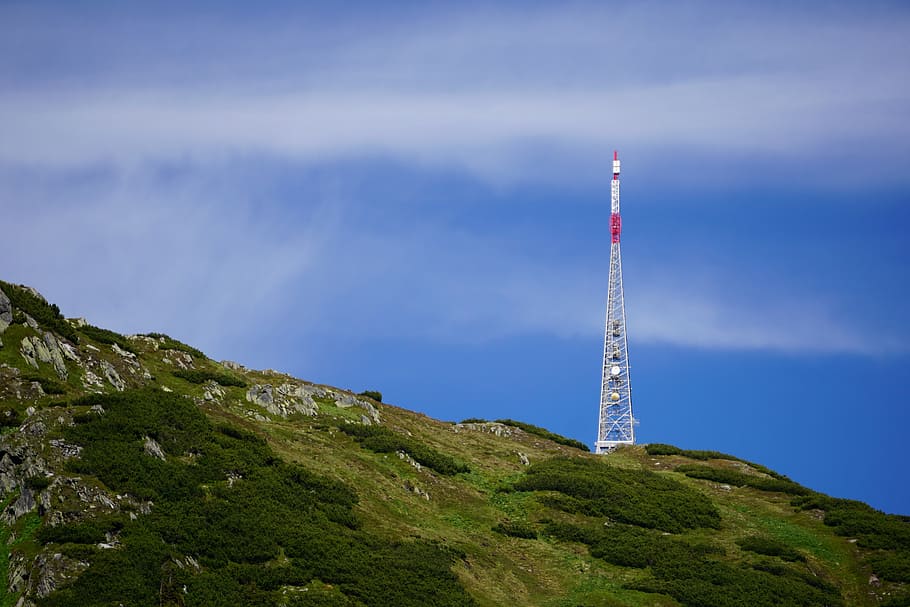 transmission tower, send, mountain, station, alpine, mountain station HD wallpaper