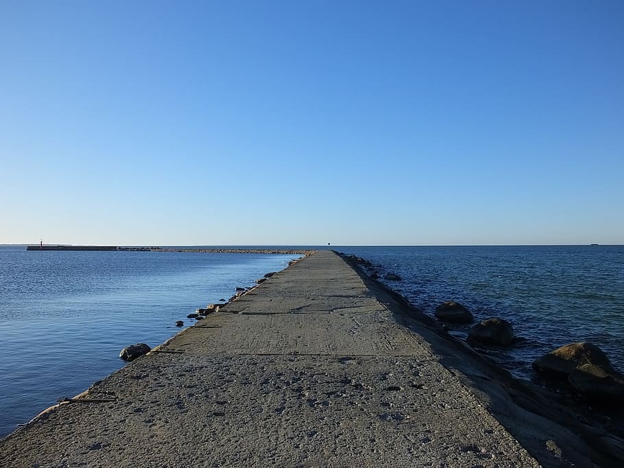 seaside, water, sky, clear sky, horizon over water, scenics - nature HD wallpaper