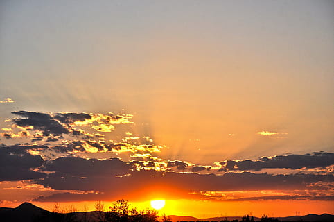 sunset, sky, red, landscape, twilight, ecological, west, setting sun HD wallpaper