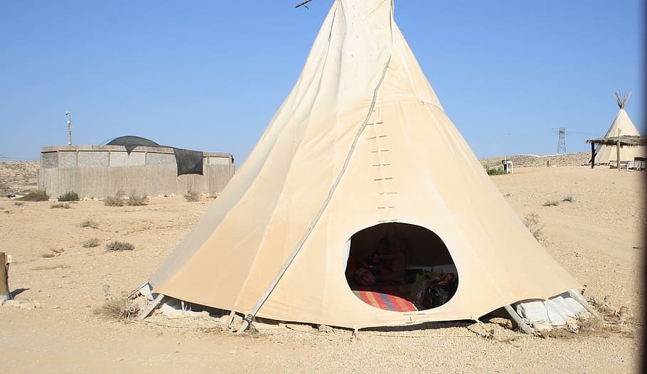 gray teepee tent on brown field under blue sky at daytime, Tipi HD wallpaper