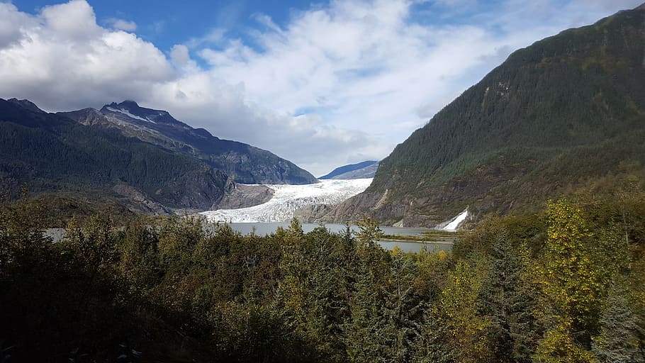 green mountain and trees, Glacier, Alaska, Forest, Juneau, nature HD wallpaper