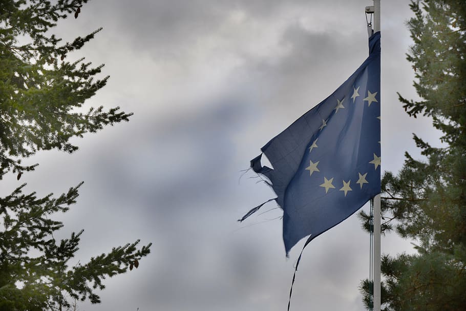 europe, torn, flag, european, theme, union, wind, broken, euro crisis, HD wallpaper