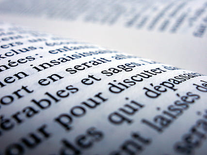 close up photo of opened book, page, open book, reading, french HD wallpaper