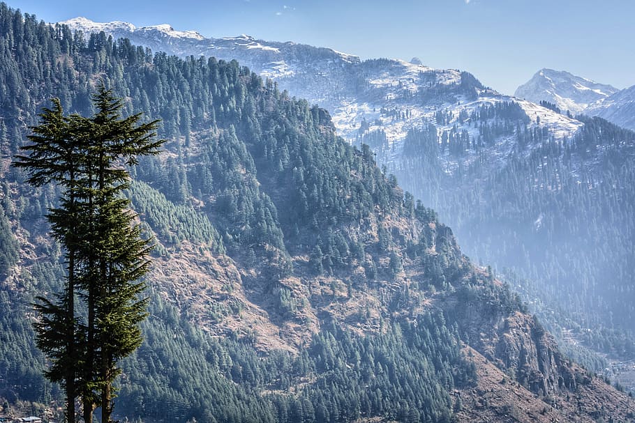 aerial photography of mountain, manali, himalayas, quiet, backdrop HD wallpaper