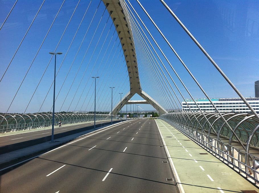 bridge, saragossa, spain, bridge - Man Made Structure, suspension Bridge HD wallpaper