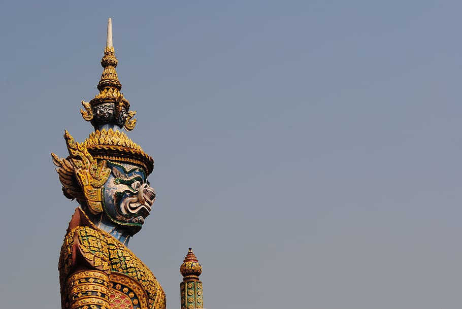 brown and blue Buddha statue, brown and gray Buddha landmark HD wallpaper