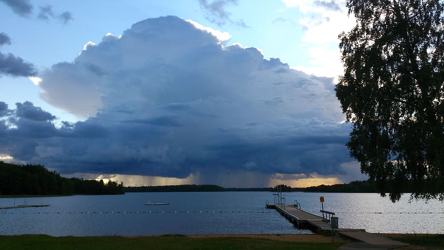 storm, summer, rain, thunder, water, sky, cloud - sky, nautical vessel HD wallpaper