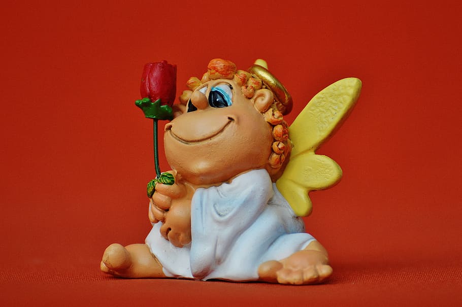 angel, guardian angel, rose, valentine's day, love, cute, wave, HD wallpaper