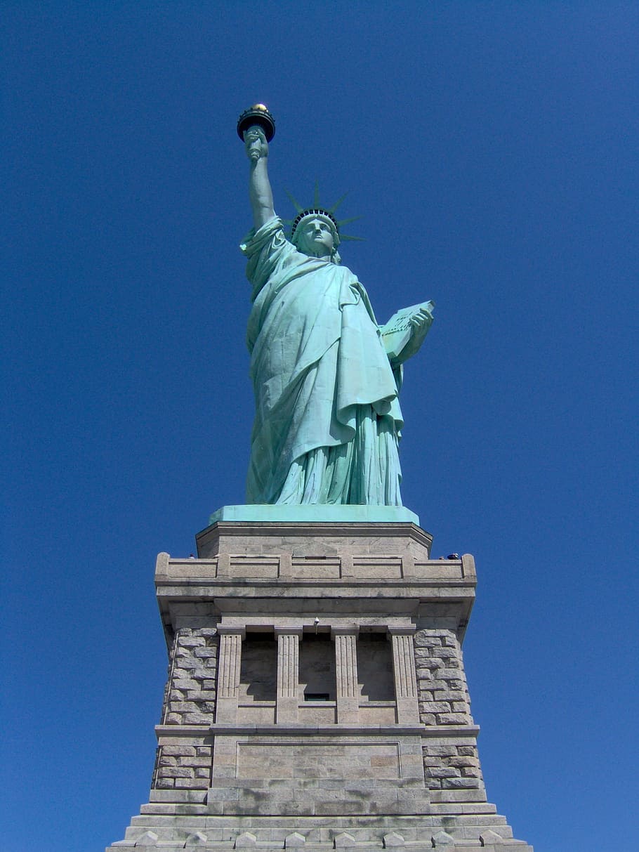 statue of liberty, new york, skyline, manhattan, usa, america, HD wallpaper