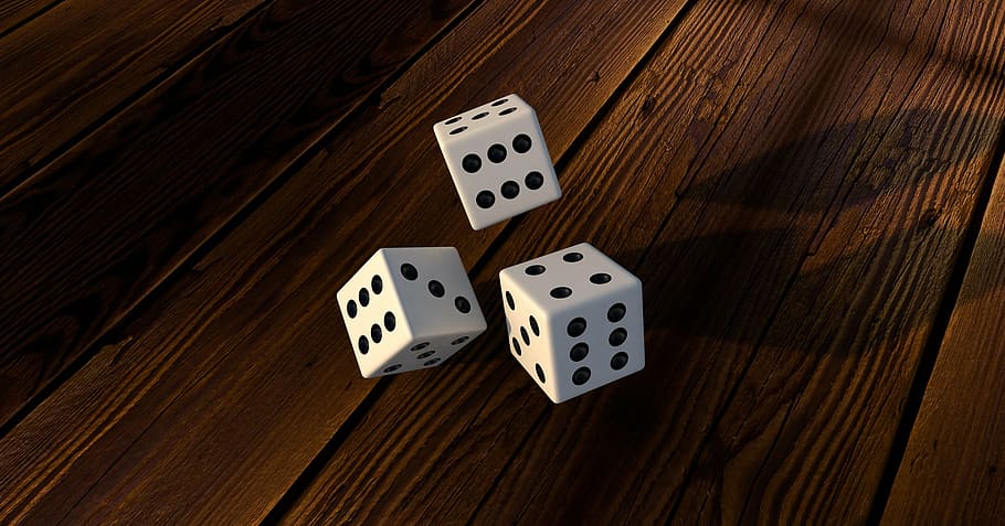 three white dice, cube, play, random, luck, points, numbers eyes HD wallpaper