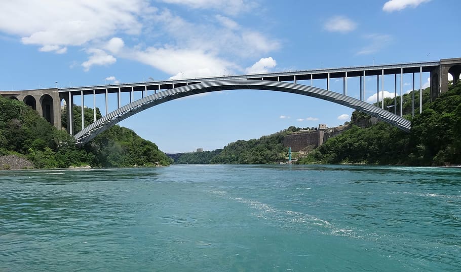 border, canada, us, usa, bridge, river, architecture, water HD wallpaper