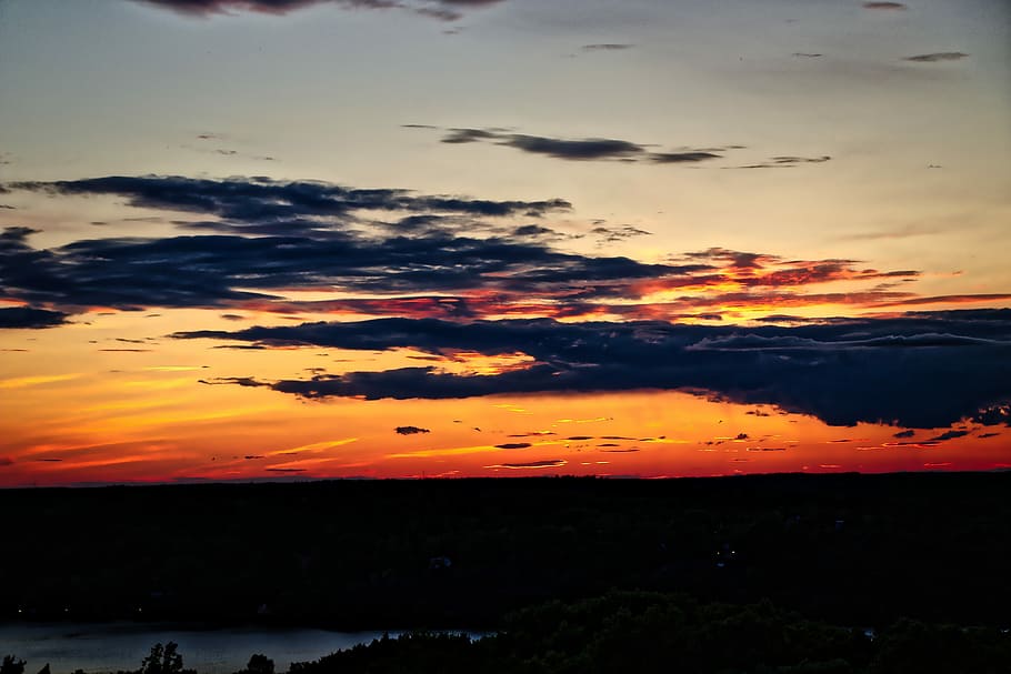 Sunset, Landscapes, Mountains, View, sky, summer, sweden, stockholm HD wallpaper