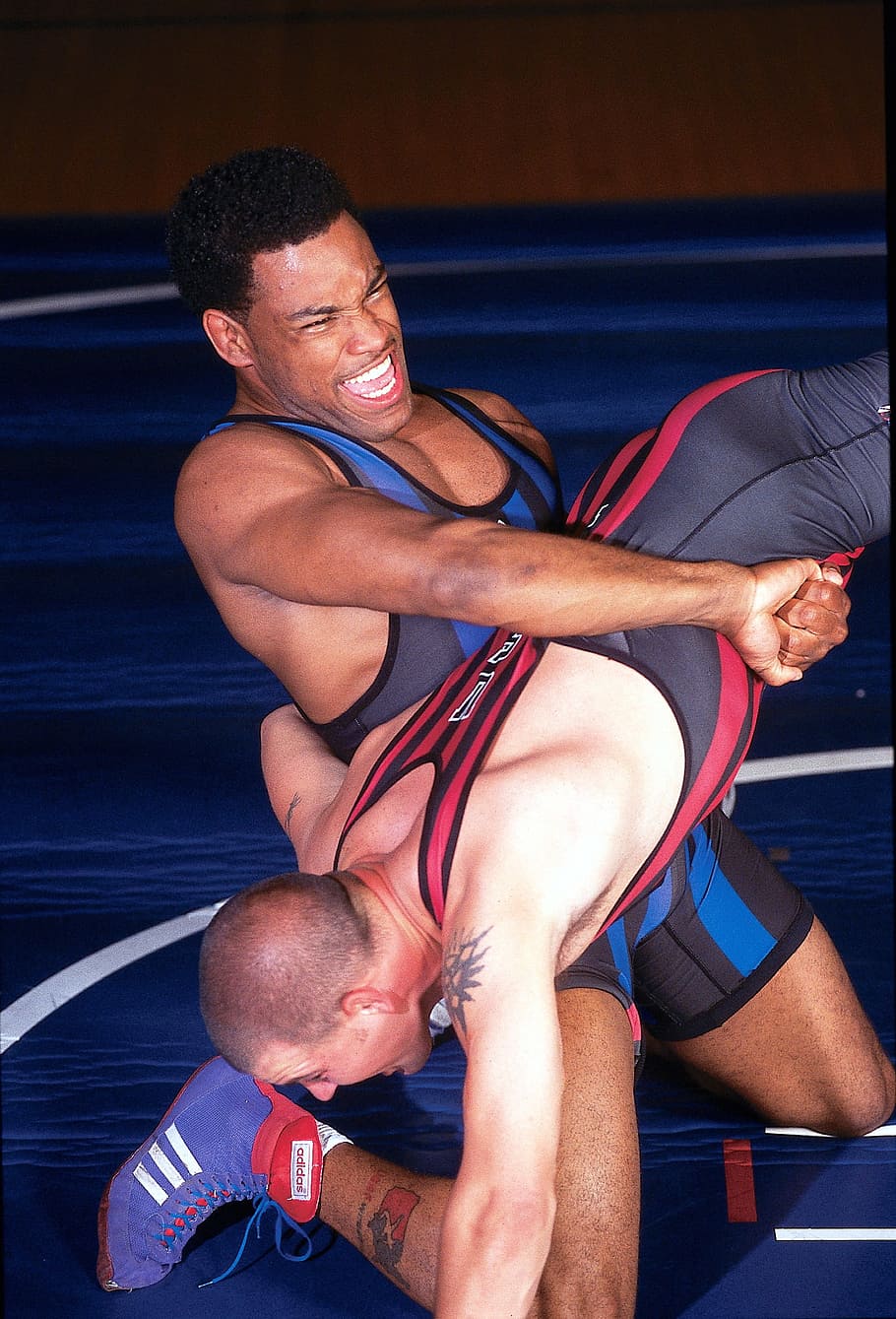 photo of two man wrestlers, College, Males, Athletes, match, sport