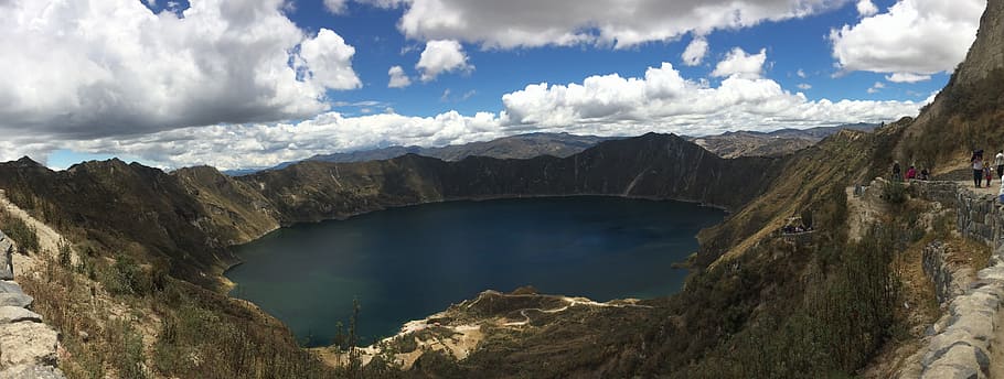 quilotoa, laguna, panoramic, panorama, landscape, hiking, ecuador