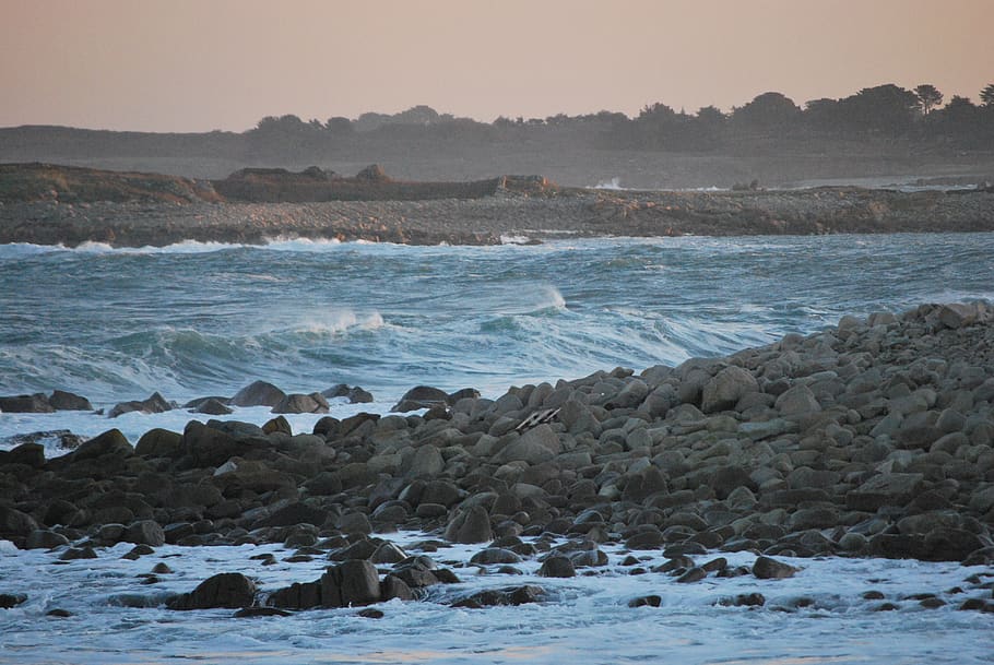 sea, ocean, side, beach, wave, rock, water, rock - object, solid HD wallpaper