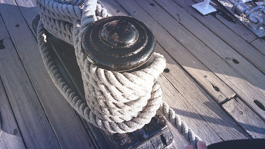 bollard, deck, rope, wood - material, nautical vessel, day HD wallpaper