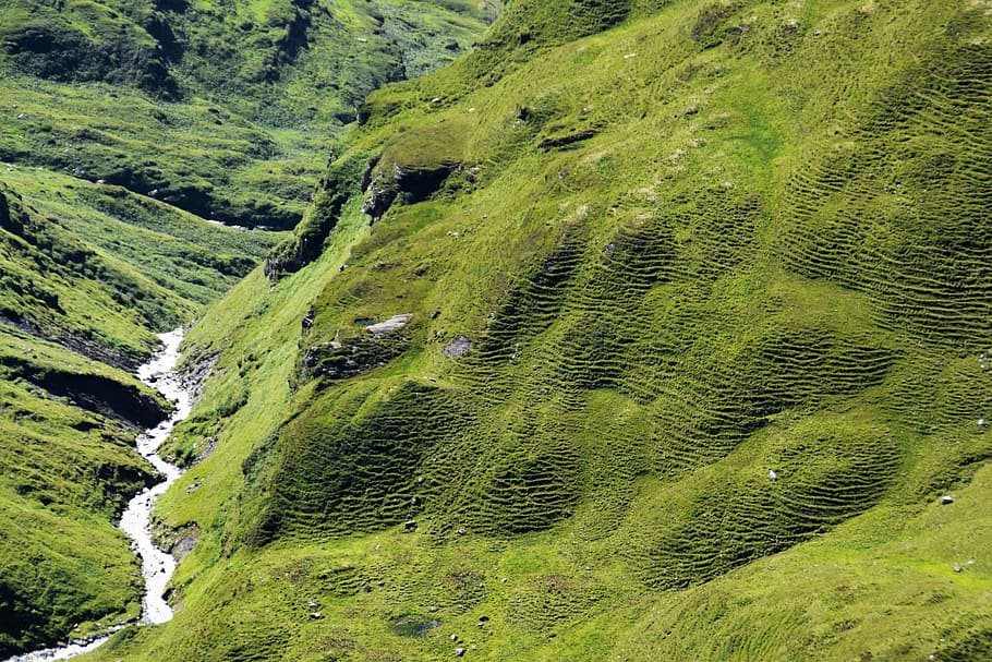 Mountains, Hill, Bach, Nature, green, landscape, glockner road HD wallpaper