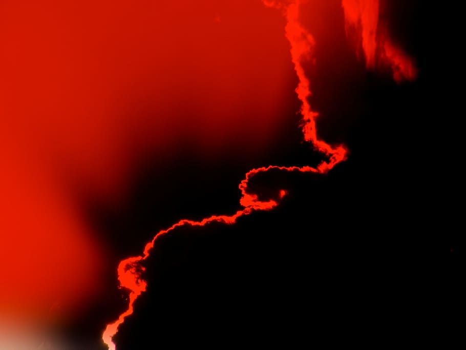sunset, cloud, fire, in the evening, red, no people, smoke - physical structure HD wallpaper