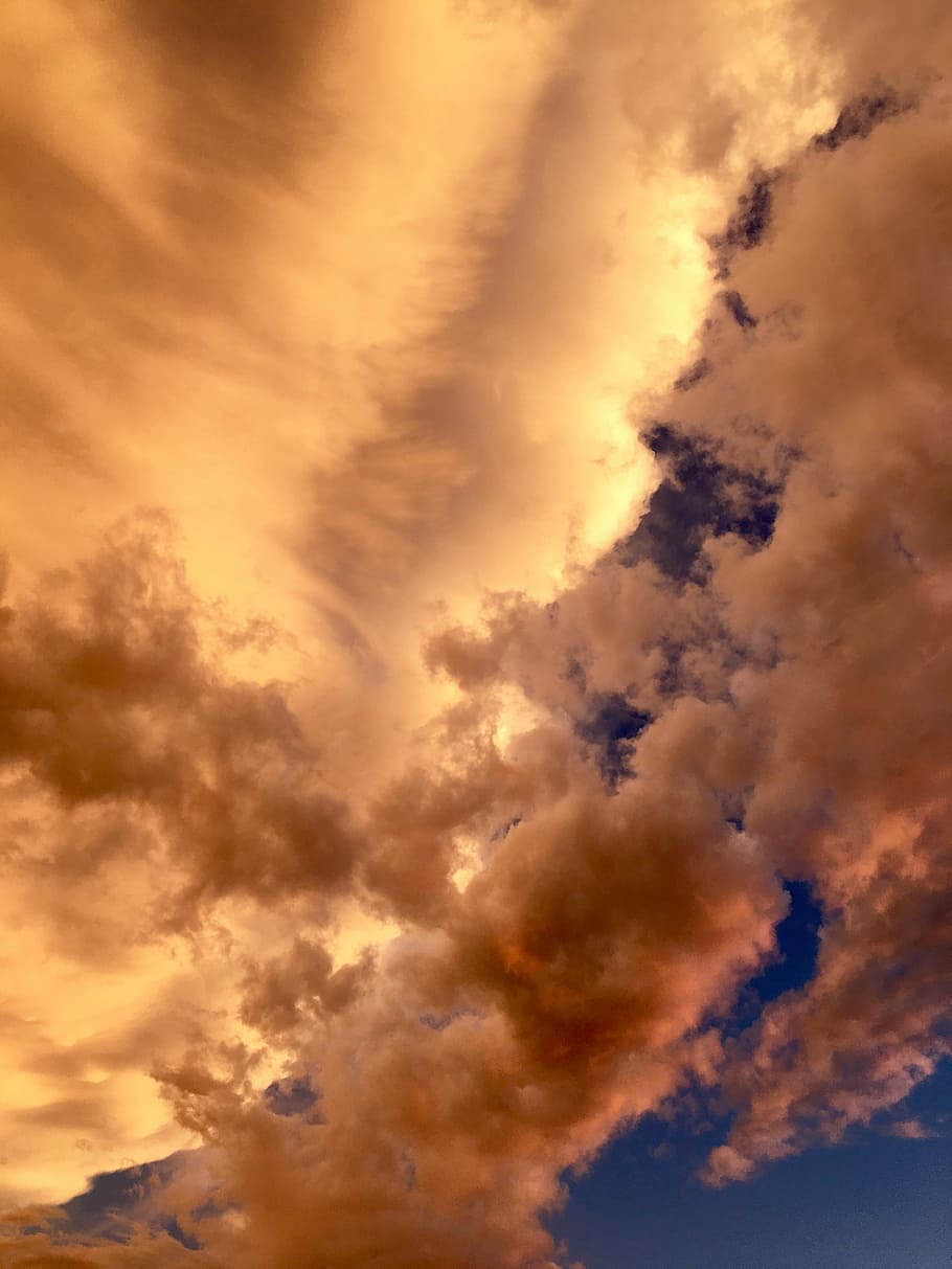 orange cloud, sunset, sky, evening, rainy, cloud - sky, low angle view HD wallpaper
