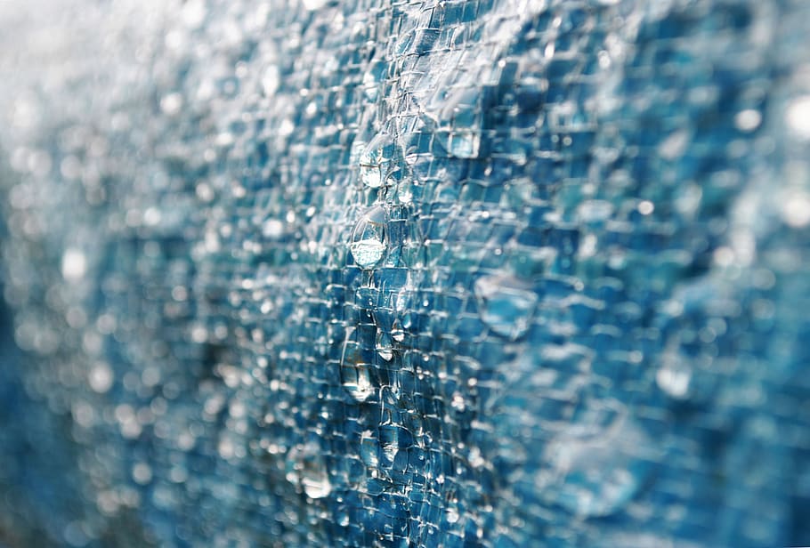 macro, blue, drop, water, texture, background, sample, full frame HD wallpaper