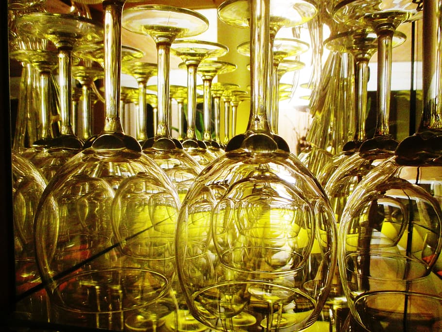 clear wine glasses, display case, crystal, transparent, give a HD wallpaper