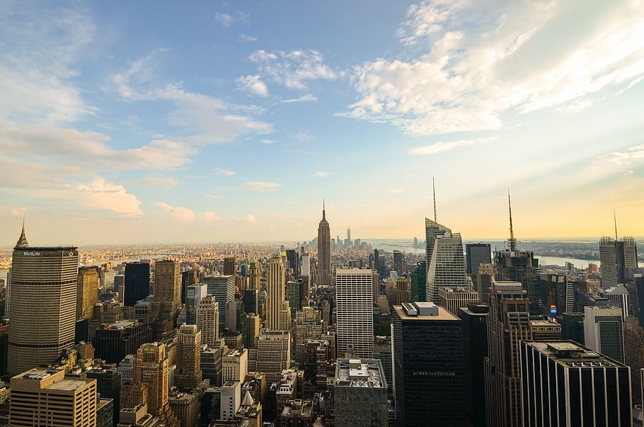 aerial photo of Empire State, New York, nyc, america, manhattan, HD wallpaper